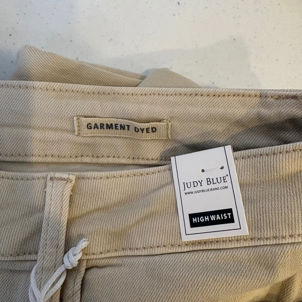 Judy Blue Bone 90s Straight Distressed High‎ Waist Wide Leg Jeans 20W Tan Bone